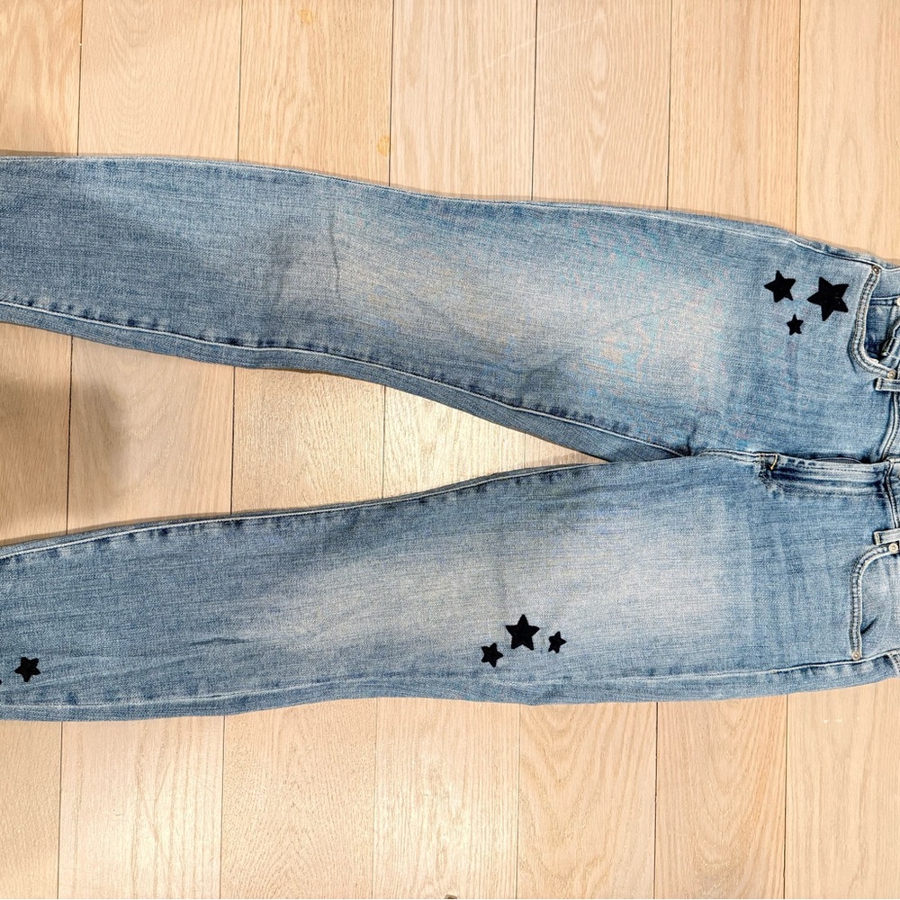 7 For All Mankind Blue Skinny Jeans Distressed Style
